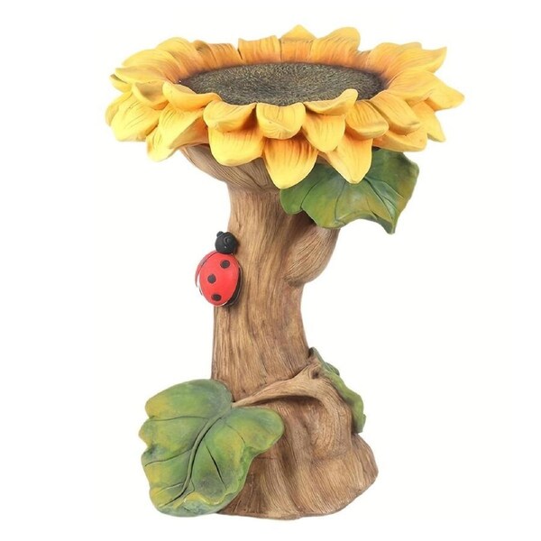 Resin Sunflower Bird Drinker Ornament Outdoor Garden Decoration for Birds to Use