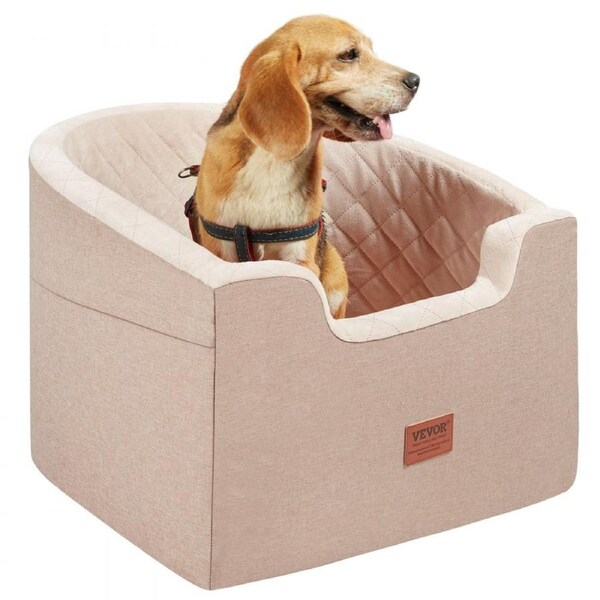 Dog Booster Car Seat Pet Car Seat for Small Medium Dog up to 24.9 kg Brown