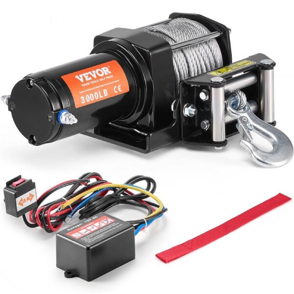 Electric Winch ATV UTV 1361 kg Steel Cable IP55 Waterproof Wired Control