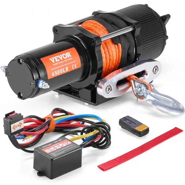 Electric Winch ATV UTV 2041 kg Synthetic Rope Waterproof Remote Control