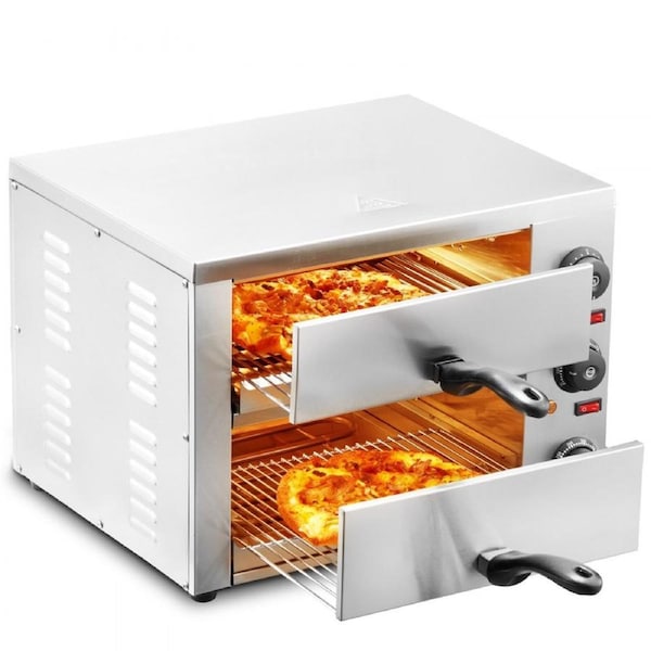 Electric Countertop Pizza Oven 12" Adjustable Temperature 0-120Min Timer