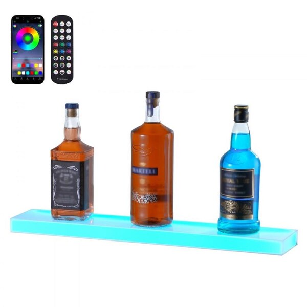 Wall Mounted LED Lighted Liquor Bottle Display Home Bar Shelf 600mm 1-Step