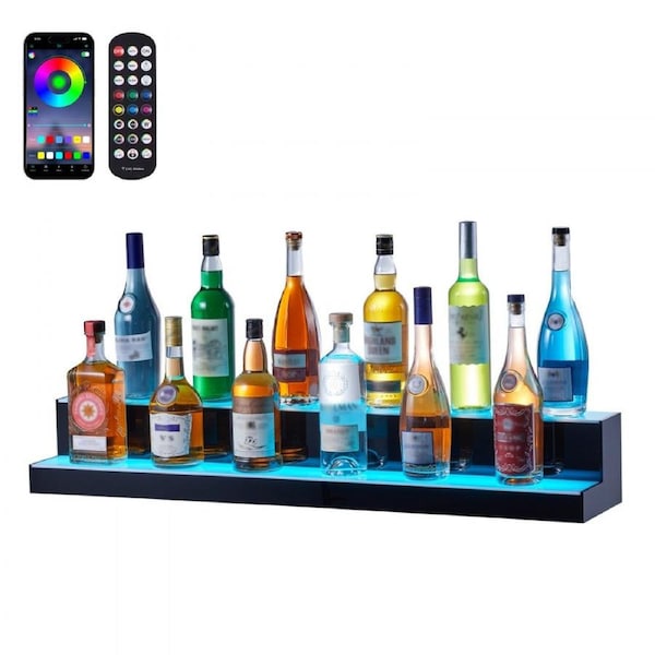 LED Lighted Liquor Bottle Display Bar Shelf RF & App Control 1014mm 2-Step