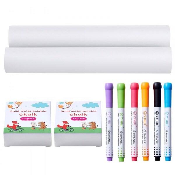 Easel Accessory Set Chalk & Markers & Paper Rolls 32PCS for Tabletop Easel