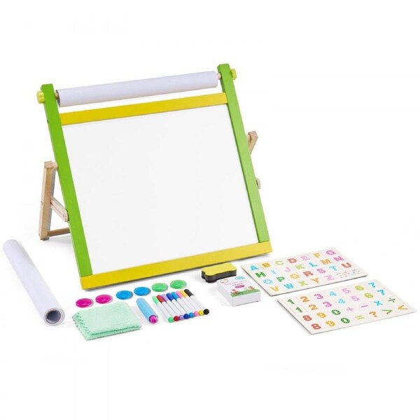 3-in-1 Tabletop Kids Art Easel Double-Sided Magnetic Whiteboard Chalkboard
