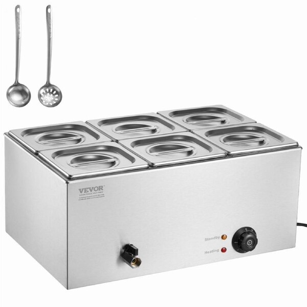 Commercial Electric Food Warmer 6-Pan Countertop Buffet 13.5L Bain Marie