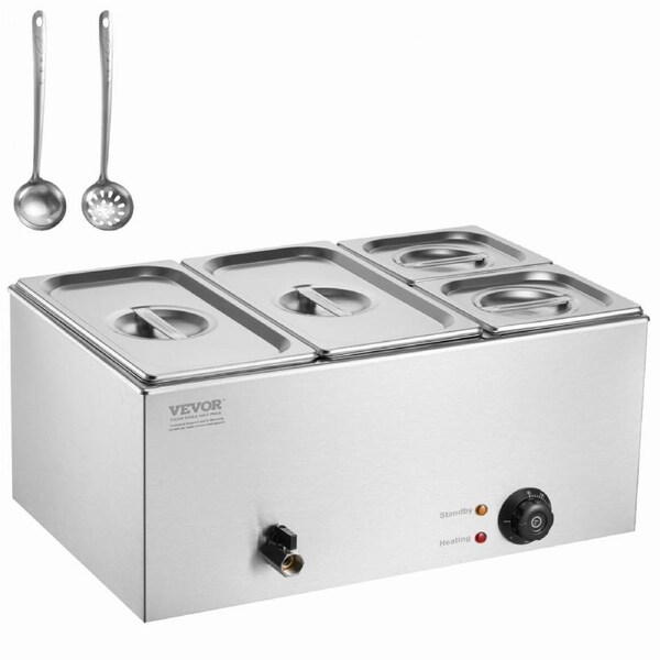 Commercial Electric Food Warmer 4-Pan Countertop Buffet 15.5L Bain Marie