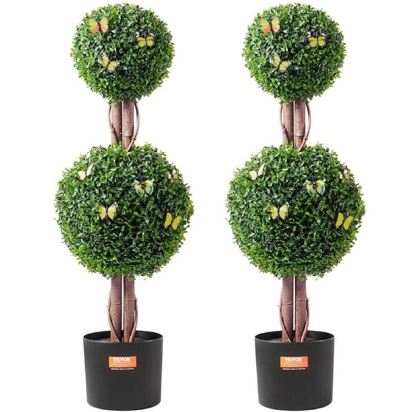 2 Pack 91.4cm Artificial Boxwood Topiary Tree Faux Plant UV Decor In/Outdoor