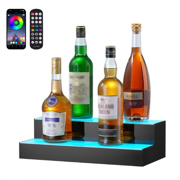 LED Lighted Liquor Bottle Display Bar Shelf RF & App Control 405 mm 2-Step