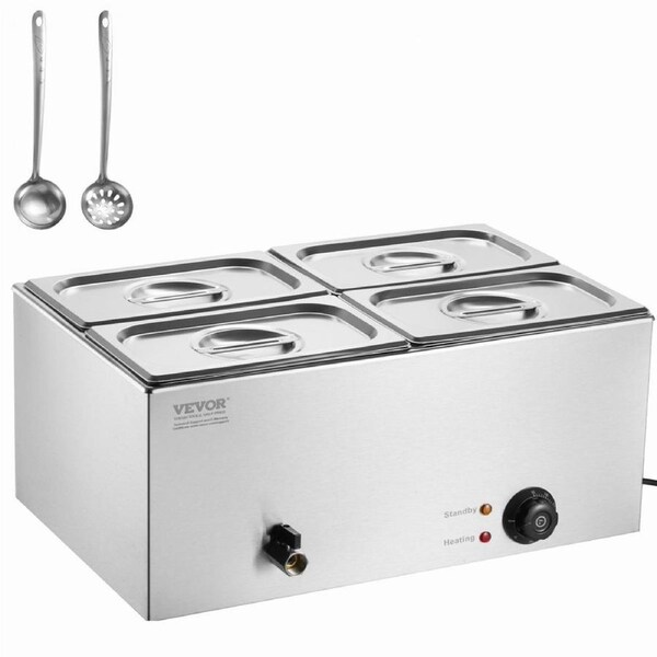 Commercial Electric Food Warmer 4-Pan Countertop Buffet 15L Bain Marie