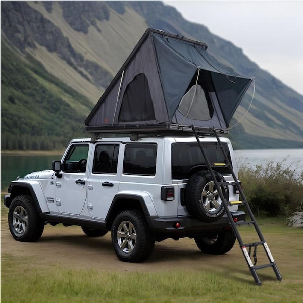 Rooftop Tent Hard Shell 2-3 Person Waterproof for Jeep SUV Truck w/ Ladder