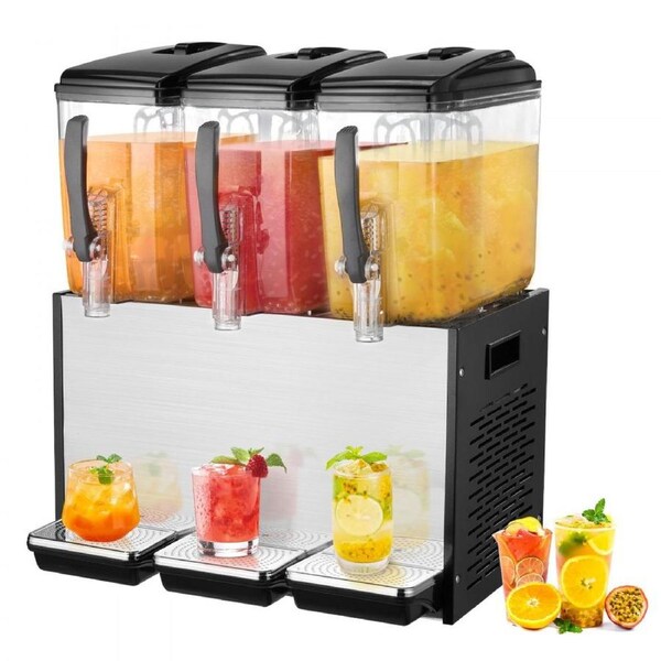 Commercial Beverage Dispenser 12L x 3 Tanks Cold Juice Ice Drink Dispenser