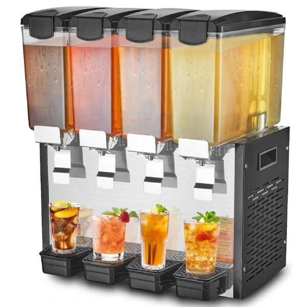 Commercial Beverage Dispenser 10L x 4 Tanks Cold Juice Ice Drink Dispenser