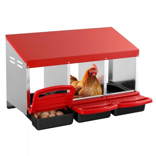 3-Compartment Chicken Nest Box Metal Box with Inclined Nesting Boxes