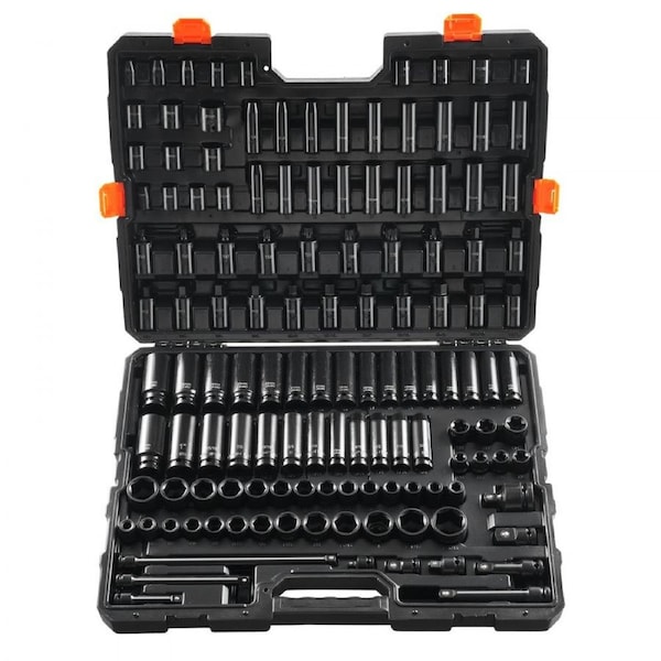 Impact Sockets Set 130PCS 6-Point 3/8" & 1/2" Drive Bit Ratchet Tool Kit