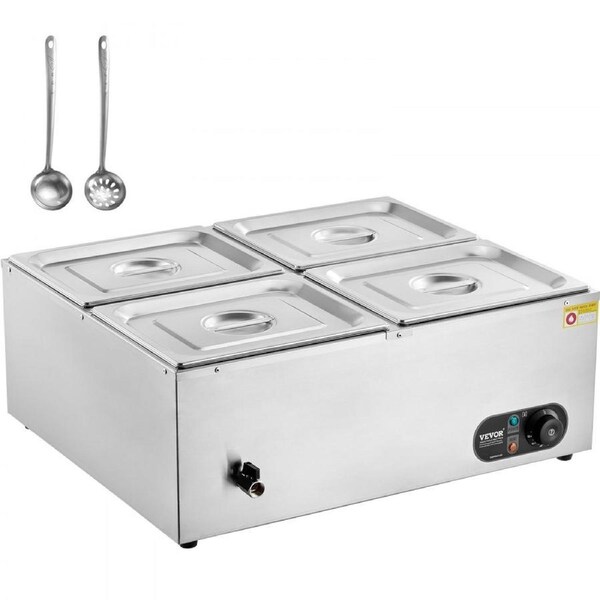 Commercial Electric Food Warmer Countertop Buffet 4*8Qt Pan Bain Marie