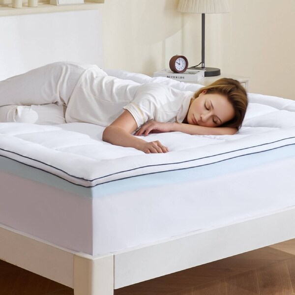 Mattress Topper Premium Memory Foam Fiber Fill Queen 76.2 mm Thickness