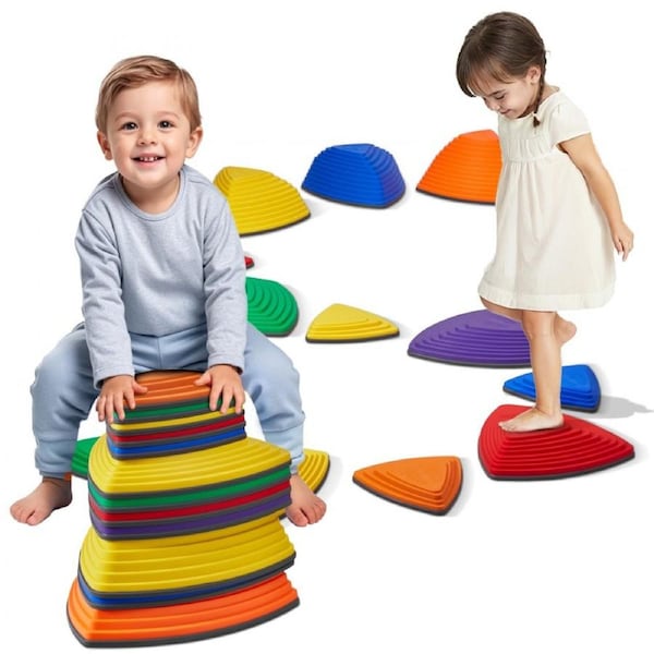 Kids Balance Stepping Stones Sensory Obstacle Course 12 PCS Outdoor Indoor