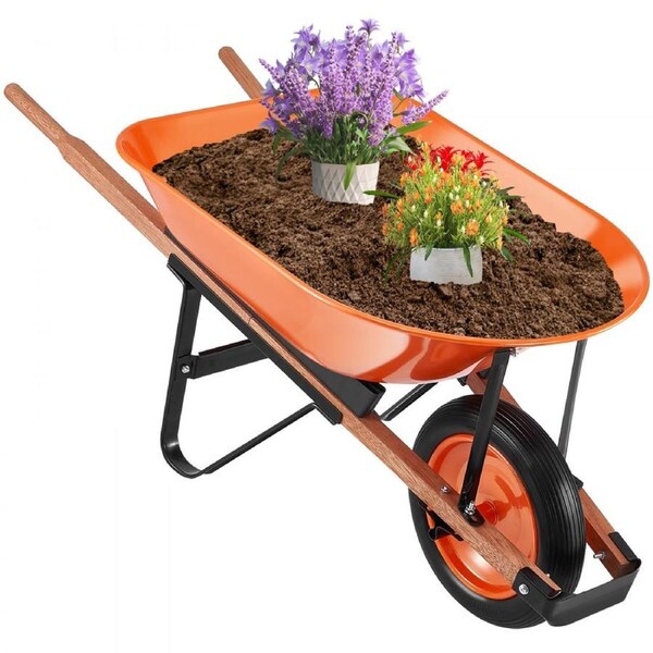 Wheelbarrow Cart One Wheel Garden Dump Cart 330 lbs Yard Utility Cart
