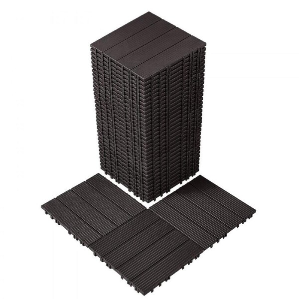 Interlocking Deck Tiles 36 Pack 12"x12" Waterproof for Porch Dark Brown