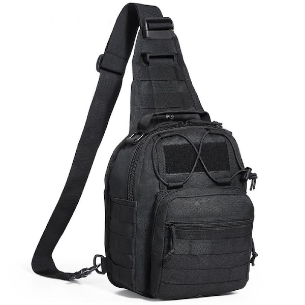 Tactical Sling Bag 10L Military Rover Shoulder Sling Backpack Black