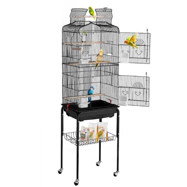 Large Bird Cage 62 in Rolling Metal Parakeet Cage for Cockatiels Parrot