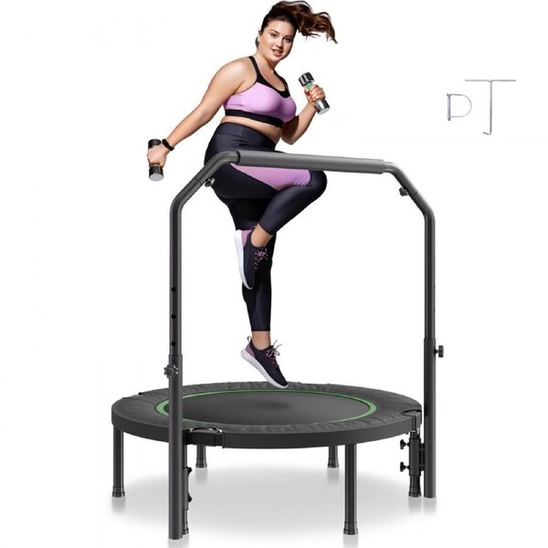 40" Foldable Mini Fitness Trampoline Adults Exercise Rebounder with Handle