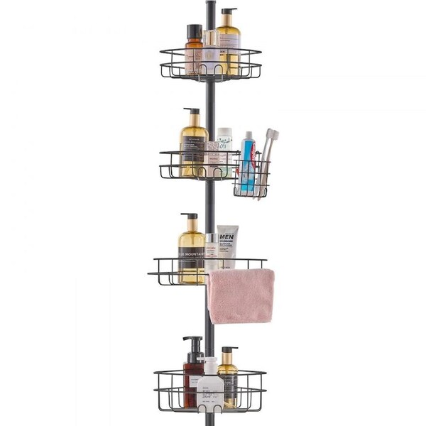 42" to 114" High Shower Corner Caddy Tension Pole Rust-Proof Tension Pole
