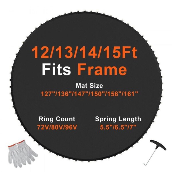 Replacement Trampoline Mat Fits 13ft Frame 80 V-Rings 7" Spring Length