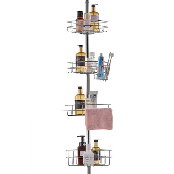 56" to 114" High Shower Corner Caddy Tension Pole Rust-Proof Tension Pole