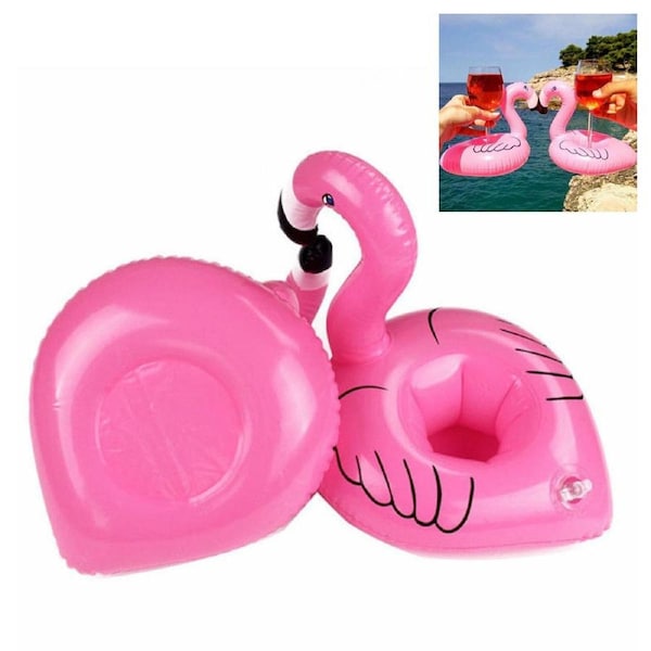 Inflatable Floating Drink Cup Can Beer Holder Flamingo Swimming Pool Beach Party