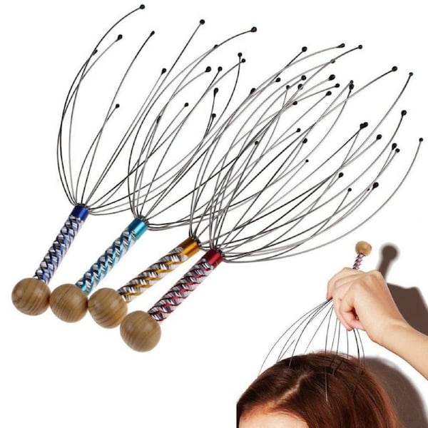 Therapeutic Head Neck Scalp Massager Octopus Equipment Stress Release Relax Tool