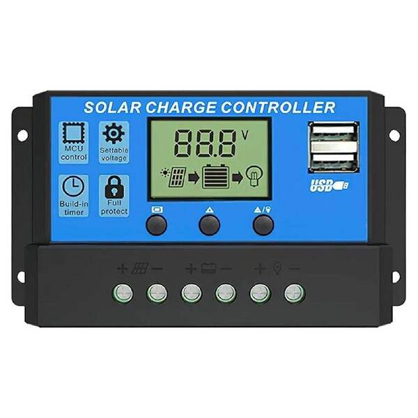 Portable Solar Panel Charge Controller Regulator Dual USB 30A 12V-24V