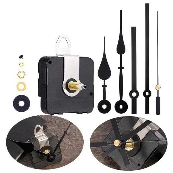 Wall Clock Quartz Movement Motor Mechanism Long Spindle Hands Kit 12 Pieces