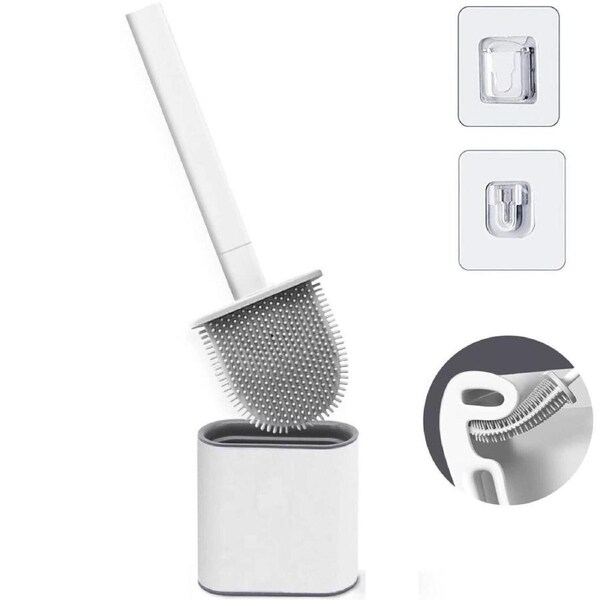 Creative Cleaning Set Bathroom Silicone Bristles Toilet Brush With Holder