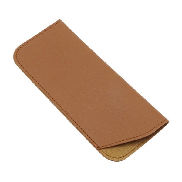 Soft Pouch Bag Pocket Leather Eyeglass Sunglasses Reading Glasses Case Brown