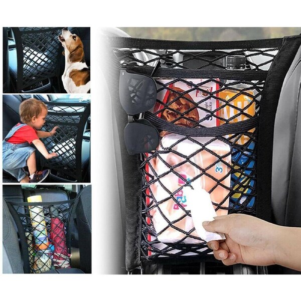 Net Bag Organizer Universal Car Seat Mesh Tidy Storage Holder Multi-Pocket
