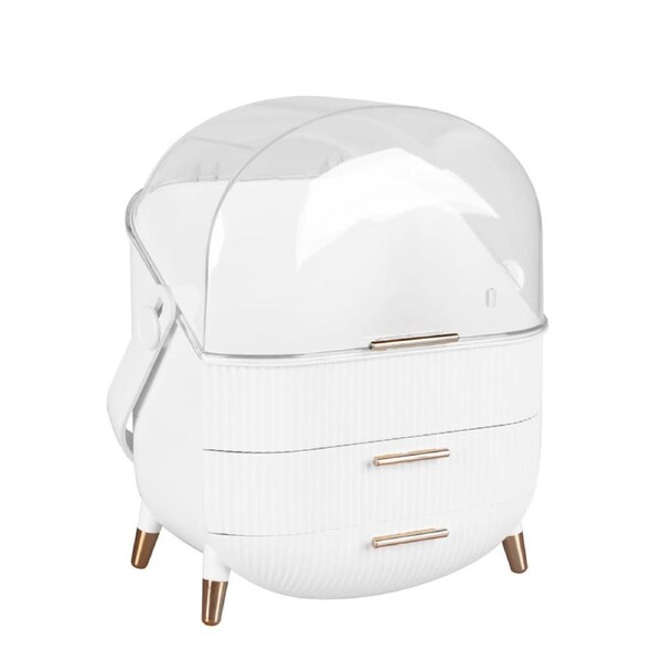 White Portable Jewelry Drawer Holder Makeup Case Organizer Cosmetic Storage