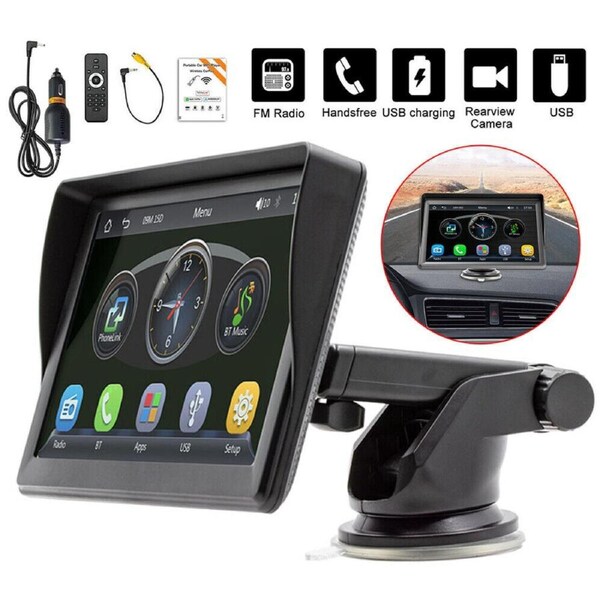 Carplay Android Apple Auto Car 7" Portable Wireless Stereo Radio Head Unit