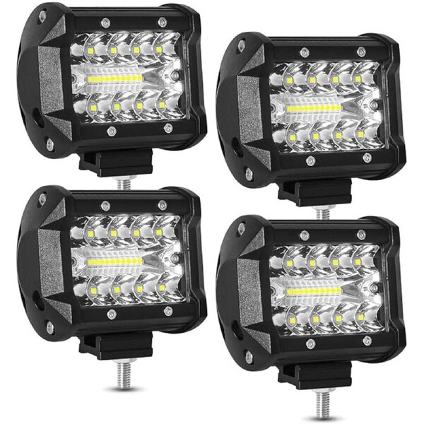 Flood Light Bar Reverse 4x 4inch 200W LED Work Lights 4WD 12V 24V