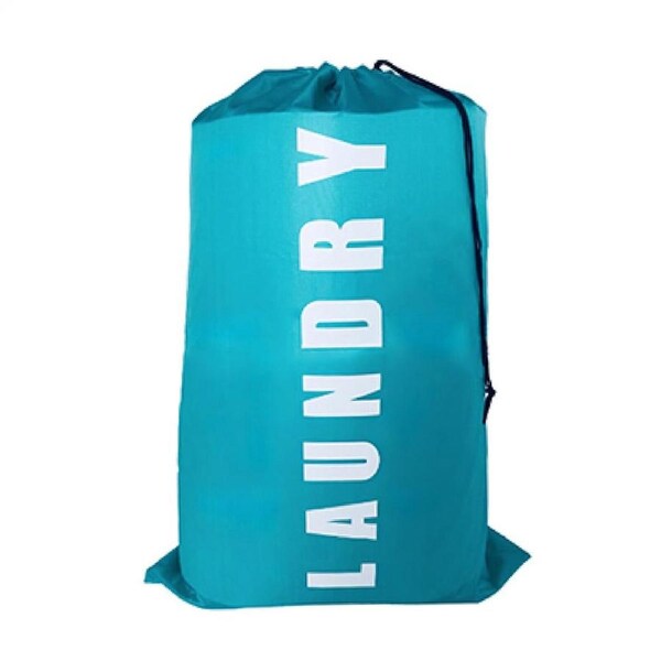 Blue Travel Dirty Clothes Large Laundry Bag Camping Drawstring Closure