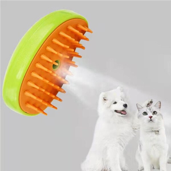 Green 3 In1 Dog Steamer Brush Bath Steamy Pet Brush Electric Spray Cat Brush