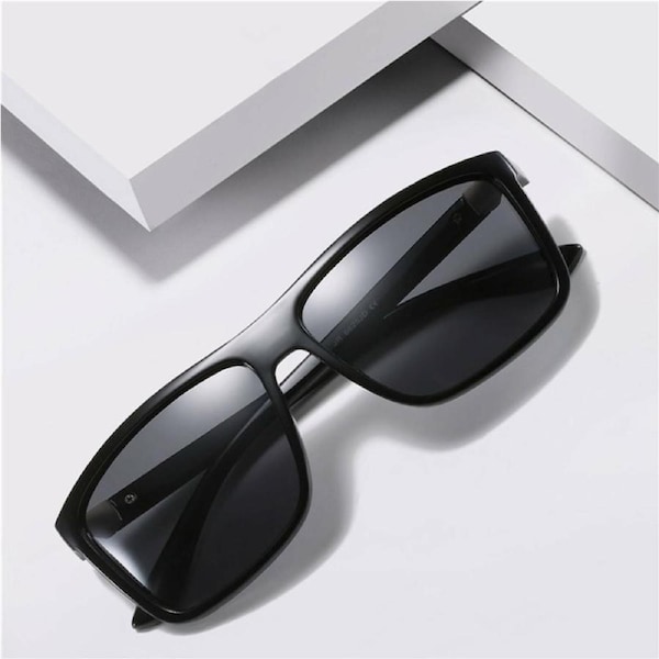 Polarized Sunglasses New Black Square Frame Driving Mens Designer Retro Eyewear
