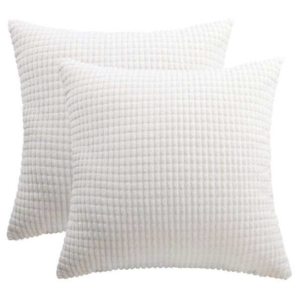 45cm x 45cm White Velvet Plush Corduroy Cushion Cover Lounge Home Decor