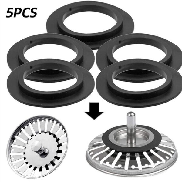 Sink Strainer Washer Seal Ring 5pcs Soft PVC For Kitchen Repair Easy Install B