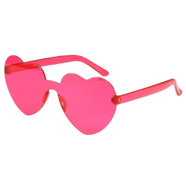 Rose Red Clear Lens Rimless Festival Glasses Love Heart Shape Sunglasses