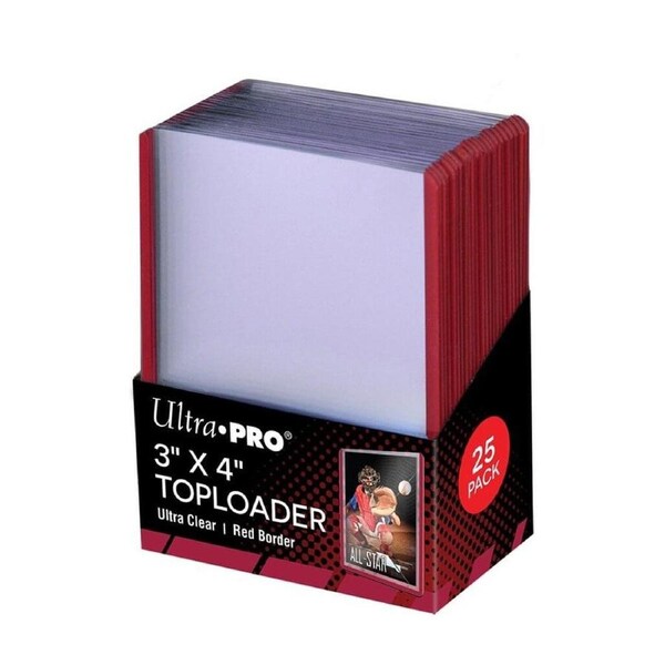 Ultra Pro - Super Premium Top Loader 3" x 4" Clear Sleeves 25-Pack - Red Border