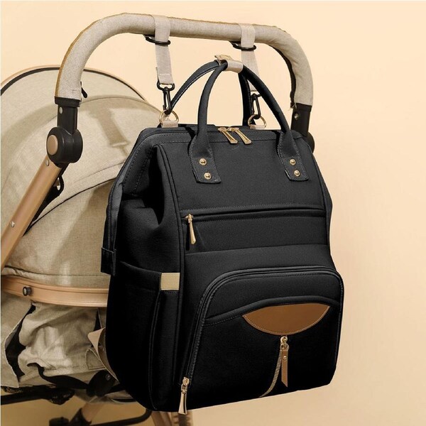 BoPeep Waterproof Baby Nappy Bag Backpack – Large & Lightweight, Black