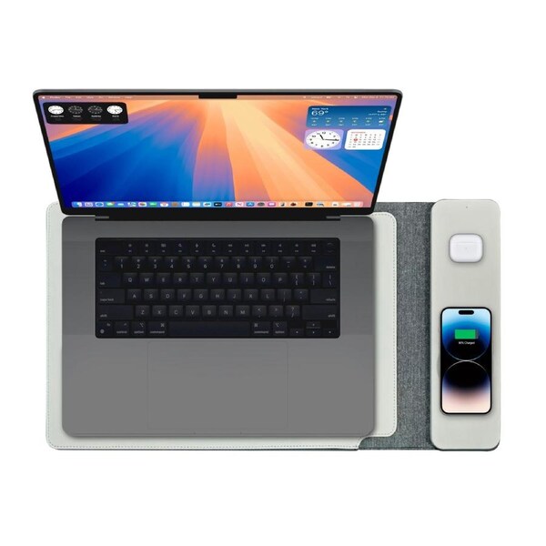 Laser Wireless Charging Laptop Sleeve - 16 Inch Laptop Case - Fast Charging - Grey