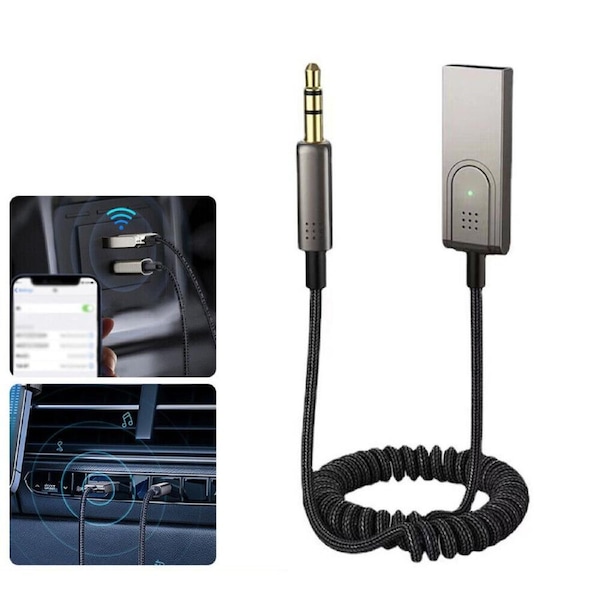 Receiver Dongle Car Wireless Bluetooth 5.1 AUX 3.5mm Adapter Cable